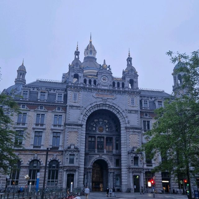 Antwerp station in early morning in May 