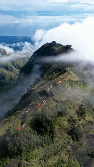 Hiking in Indonesia mountain  rinjani
