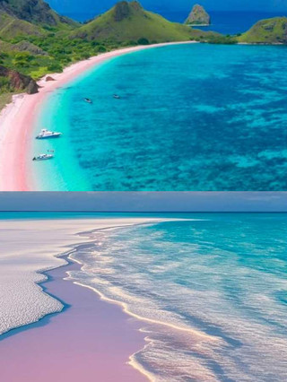 Terjatuh di pantai berpasir merah muda membuka kunci kisah romantis terhebat di dunia.