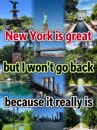 New York is great, but I won't be going back because it's just...