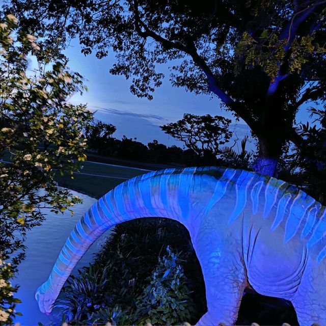 Fun walk with life-size dinosaurs