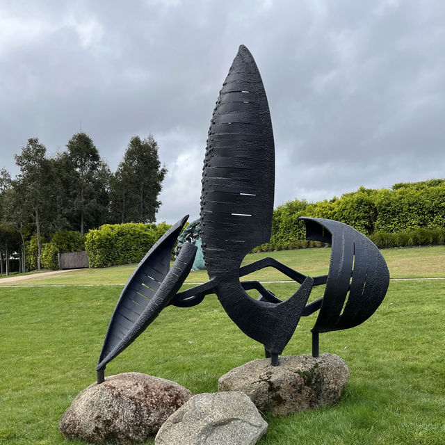 Beautiful sculpture in within a wine yard  