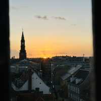 Charming sunset at Round tower, Copenhagen
