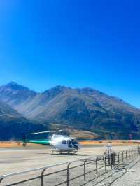 在庫克山搭到直升機去冰川健行！！