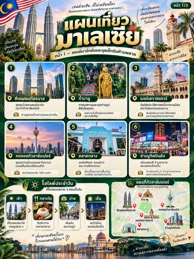 🇲🇾✨ แผนเที่ยวมาเลเซีย เที่ยวครบ กินอร่อย ช้อปสนุก ในทริปเดียว!