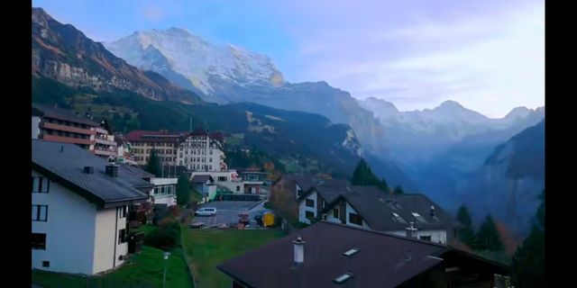 Swiss town of Wengen scenery