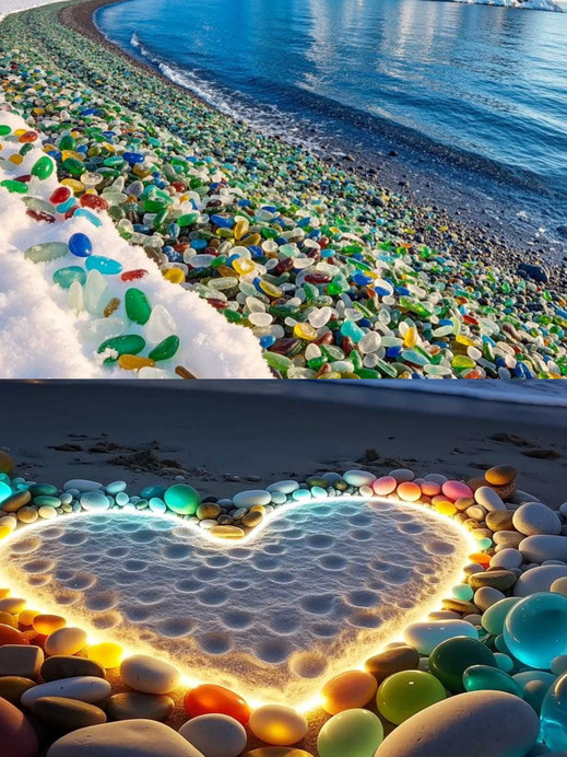 4/5セールGlassTripオブジェ ガラス手作り海岸をイメージ カリフォルニアのガラスビーチ、海が作り出した虹色の宝石の浜辺