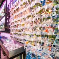 Vibrant GoldFish Market Street in Hong Kong
