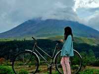 Active volcano of Mount Sinabung
