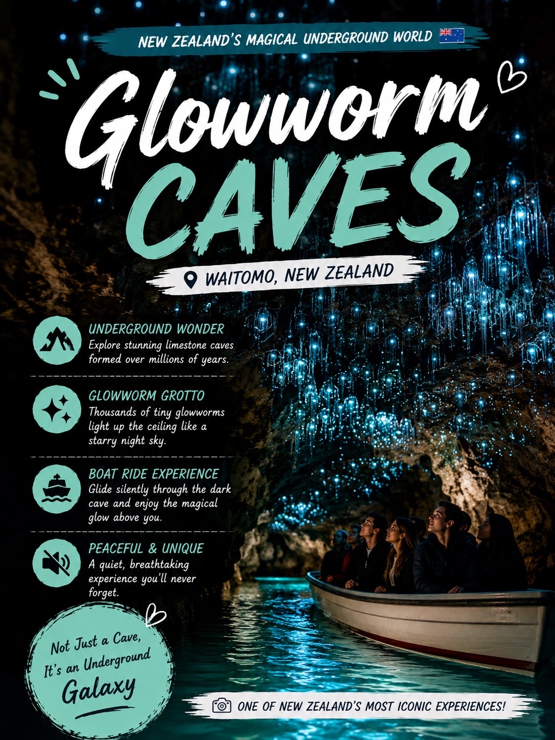 🇳🇿 Waitomo Glowworm Caves | A Galaxy Hidden Underground ✨