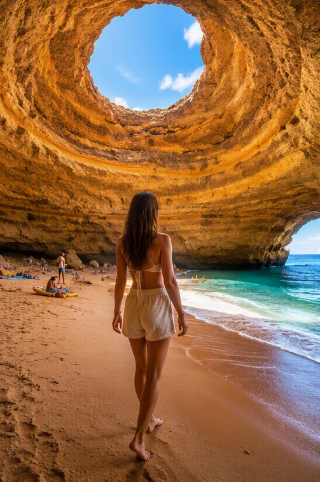😳Anda benar-benar bisa berjalan masuk ke dalam gunung ini dan menemukan pantai… Selamat datang di Gua Benagil 🏝️