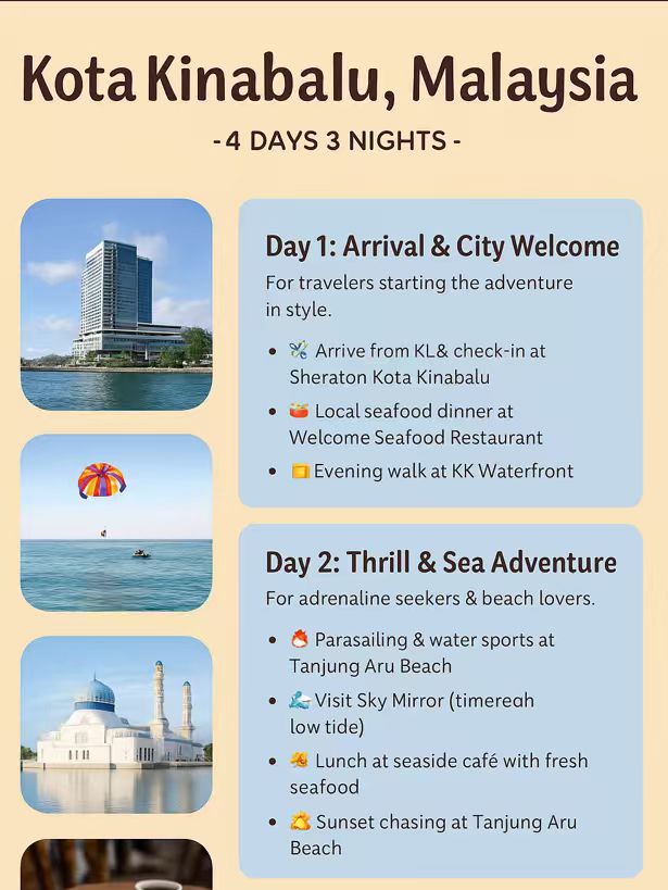 ✨4D3N Kota Kinabalu Adventure from KL – Beaches, Sunsets & Thrills!✨