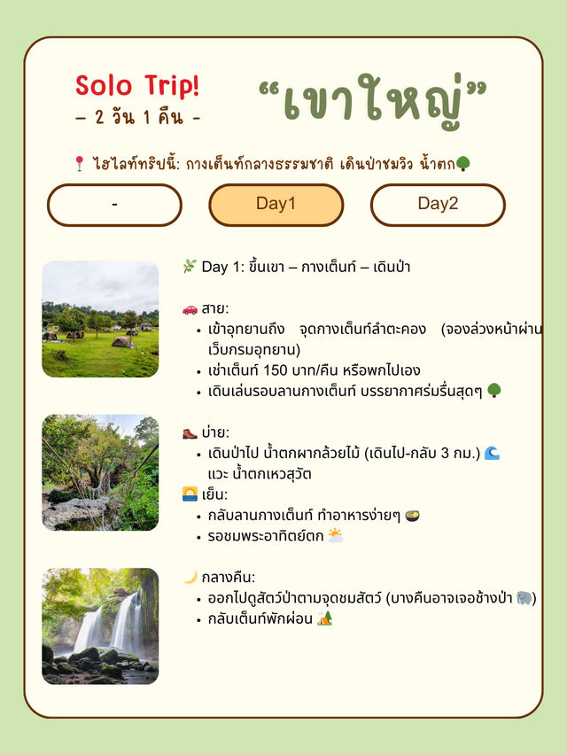  ⛺🌿 เที่ยวเขาใหญ่ ฉบับกางเต็นท์ชิลๆ คนเดียว 2 วัน