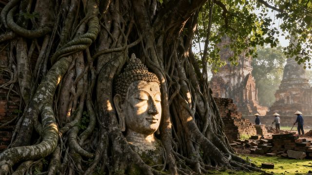 藏在樹根裡的佛顏