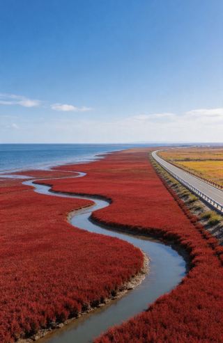 盤錦へ向かい、北国の湿地の奇観に出会う