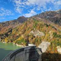 Fall foliage viewing in Late October at Kurobe Dam