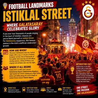 ⚽ Football Landmarks: Istiklal Street – Where Galatasaray Celebrates Glory 💛❤️