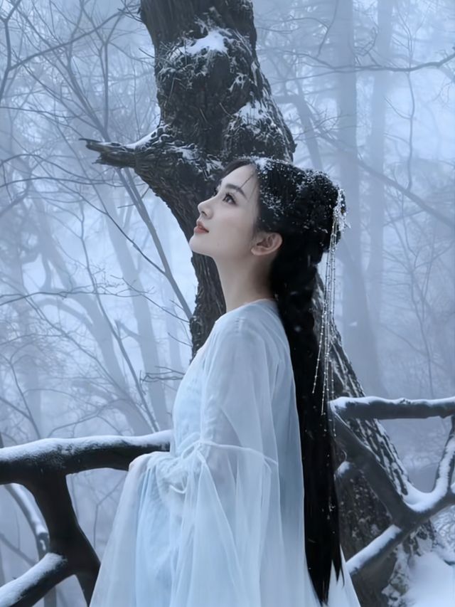 沒錯,下雪後的太行山加上白色穿搭就跟武俠片是一樣的感覺 沒錯,下雪後的太行山加上白色穿搭就跟武俠片是一樣的感覺