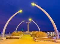 View of the beach at night