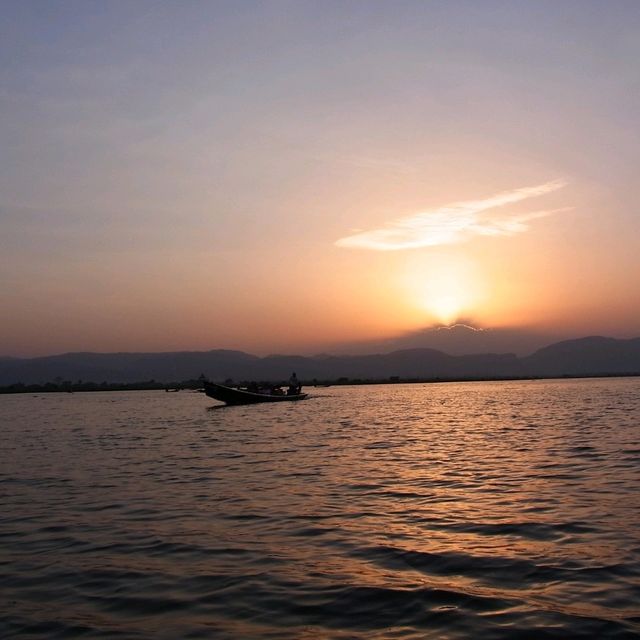 Sunset at Inle Lake.