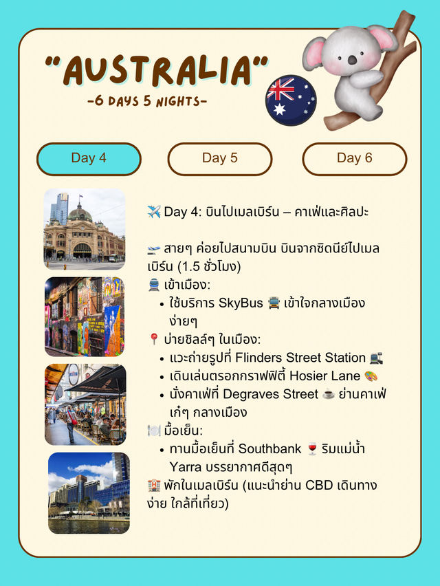 แจกแพลนเที่ยวออสเตรเลีย 🇦🇺  ✨ 6 วัน 5 คืน 