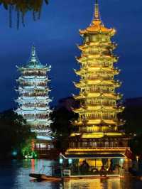 桂林日月雙塔｜闖入絕美夜景畫卷，真係靚到癲啊！
