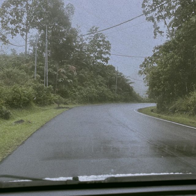 Misty town with Mount Kinabalu view