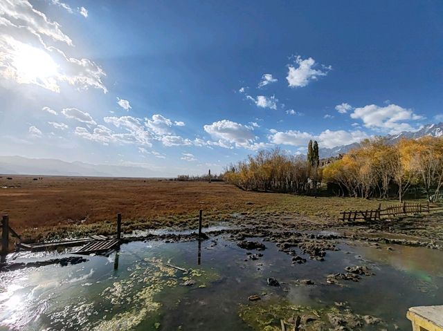 Autumn Wetlands and Snow-Capped Peaks Reflecting Each Other in Taxkorgan