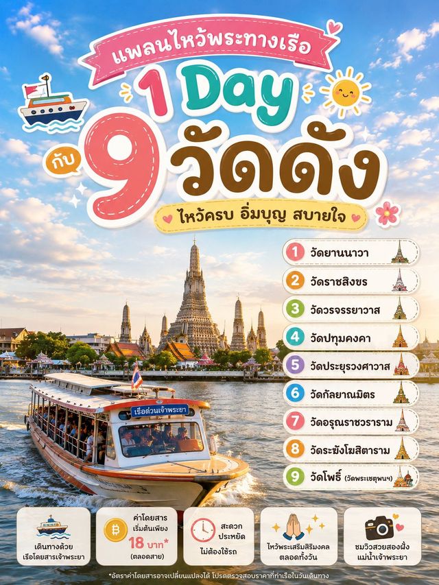 แพลนไหว้พระทางเรือ 1 Day กับ 9 วัดดัง✨🙏 แพลนไหว้พระทางเรือ 1 Day กับ 9 วัดดัง✨🙏