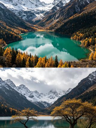 Bipenggou: Autumn of Colorful Forests and Snowy Mountains