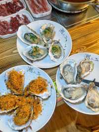 「¥168鮮切黃牛肉，潮汕毒藥生醃海鮮同生蠔自由喇！唔食蠔可選更便宜的¥138」
