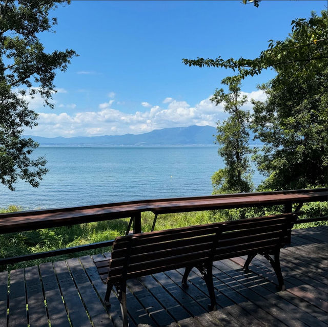 びわ湖の湖畔の森の中で、気持ちよくBBQ
