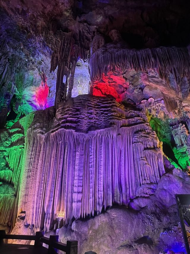 Magnificent Stalactite Formations in Rainbow Colors at the Silver Cave of Guilin