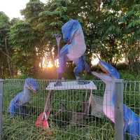 Fun walk with life-size dinosaurs