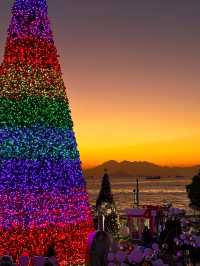 香港｜西九龍的海邊聖誕樹🎄與日落有點搭