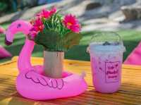  คาเฟ่สีชมพูวิวทะเลหาดกระหลิม