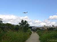 【大阪】頭上をすり抜ける迫力満点の飛行機！「千里川土手」