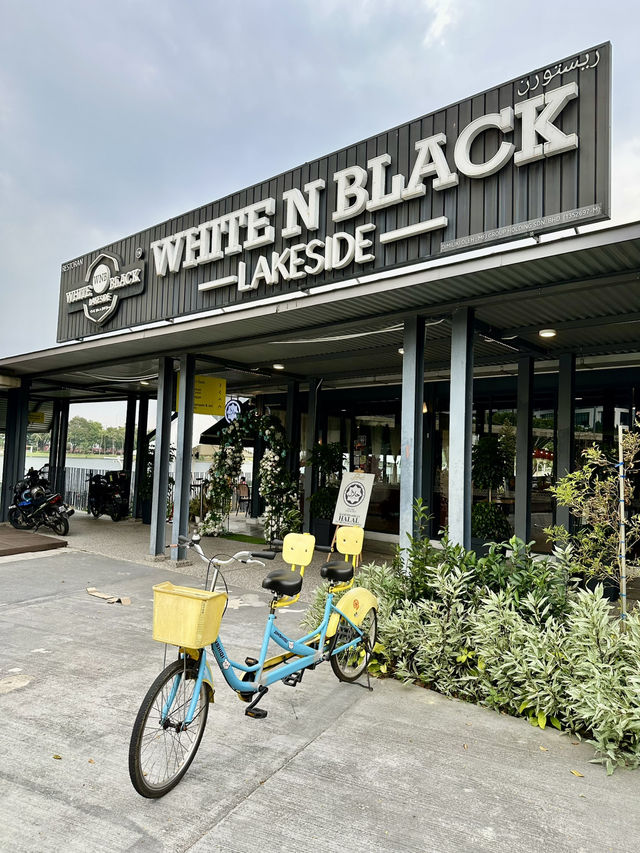 🚴‍♂️ Pedal, Pause, and Recharge: White & Black Lakeside 