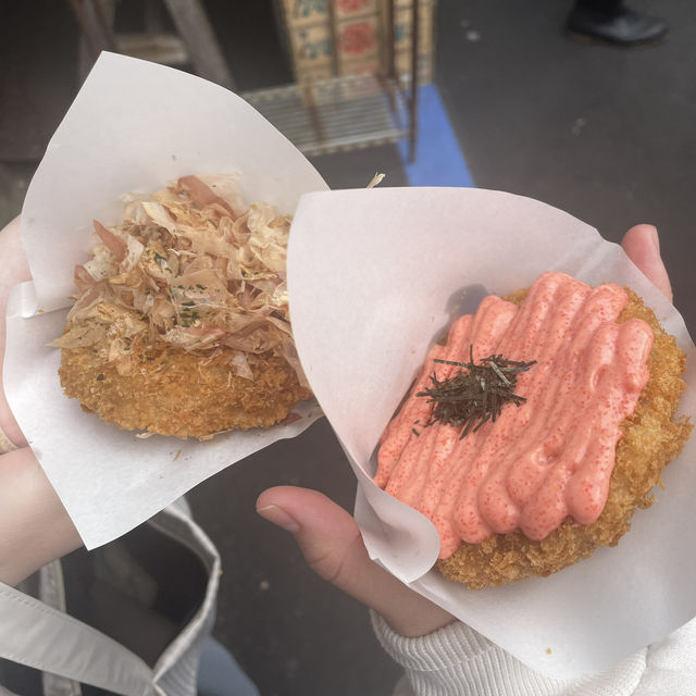 【東京/築地🇯🇵】もんじゃ×コロッケ🤎築地コロッケ