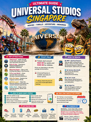 #backpacking2026 
🎬 Universal Studios Singapore Guide 🇸🇬

The Ultimate Theme Park Experience in Singapore! 🎢✨

Planning a Singapore trip? Don’t miss Universal Studios Singapore, located at Resorts World Sentosa. From thrilling roller coasters and movie-themed attractions to Minions, Transformers, Jurassic Park and Shrek, it’s a full day of entertainment for families, couples and adventure lovers. 🎥🎡

⭐ Top Attractions

🎬 Hollywood – Walk through movie-style streets and meet your favourite characters.

🤖 Sci-Fi City – Experience TRANSFORMERS and Battlestar Galactica.

🏺 Ancient Egypt – Take on the thrilling Revenge of the Mummy.

🦖 The Lost World – Enter Jurassic Park and enjoy dinosaur-themed attractions.

🏰 Far Far Away – Explore the magical world of Shrek.

🍌 Minion Land – Meet the hilarious Minions and enjoy the newest themed experiences.

🗽 New York – Enjoy movie-inspired streets, shows and attractions.

🎟️ Ticket Price

💰 Universal Studios Singapore tickets start around SGD 69 for adults and SGD 66 for children on current Trip.com listings, although prices vary depending on the date, package and promotions.

🎫 Universal Express is available separately for visitors who want to spend less time waiting in queues.

👉 Always check the price for your exact travel date before booking.

📱 How to Book Universal Studios Singapore on Trip.com

Booking is simple:

1️⃣ Open the Trip.com app or website
2️⃣ Search “Universal Studios Singapore”
3️⃣ Select your travel date
4️⃣ Choose Adult / Child tickets or an available package
5️⃣ Check the cancellation and voucher conditions
6️⃣ Enter traveller details
7️⃣ Make the payment
8️⃣ Receive your e-ticket/voucher
9️⃣ Show the voucher at the attraction as instructed

💡 Trip.com may offer special discounts, bundles and promotional vouchers, so compare the available options before paying.

🚇 How to Reach Universal Studios Singapore

📍 Address: 8 Sentosa Gateway, Singapore

🚆 By MRT + Sentosa Express

Take the MRT to HarbourFront Station → walk to VivoCity → go to the Sentosa Express station → take the monorail to Resorts World Station.

🎟️ Sentosa Express island-entry fare is currently S$4.

🚶 By Sentosa Boardwalk

From HarbourFront/VivoCity, you can also walk across the Sentosa Boardwalk into Sentosa.

🚕 By Taxi/Grab Enter Resorts World Sentosa / Universal Studios Singapore as your destination.

🚠 By Cable Car For a more scenic experience, take the Singapore Cable Car from HarbourFront towards Sentosa. 🌴

⏰ How Long Should You Spend?

🕐 1 full day is recommended.

Arrive early so you can prioritise the most popular rides before queues become longer.

💡 My Travel Tips

🎒 Wear comfortable shoes.
💦 Carry a water bottle and stay hydrated.
📱 Check attraction and show timings on the day.
🎢 Do your priority rides first.
🎟️ Consider Express if you have limited time.
📸 Keep some time for photos around Hollywood and Minion Land.
🌧️ Singapore weather can change quickly, so be prepared for rain.

❤️ Is Universal Studios Singapore Worth It?

Absolutely — if you enjoy rides, movies, themed attractions and entertainment.

Whether you're travelling with friends, family or your partner, keep one full day for Universal Studios Singapore.

🎬 Movies + Thrills + Minions + Jurassic Park + Singapore = One unforgettable day! 🇸🇬✨
 #singapore  #singaporetravel  #sentosa  #tripcom  #travelguide  #singaporetrip  #themepark  #travelasia  l