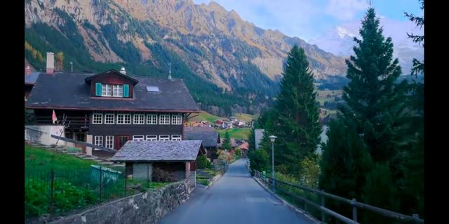 Swiss town of Wengen scenery