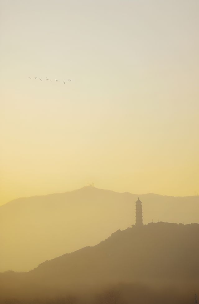 冬天去頤和園看一場日落，風景很美