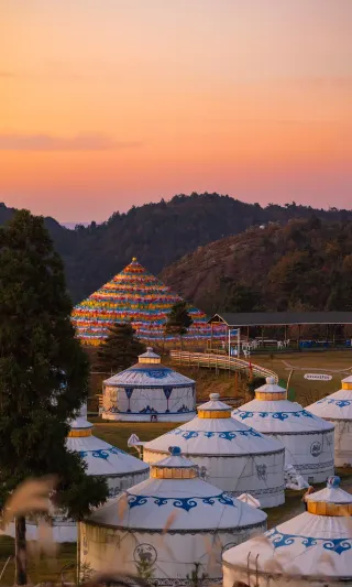 Maple Leaf Underwater Hydrangea Misty Forest Boating in Taizhou, Zhejiang