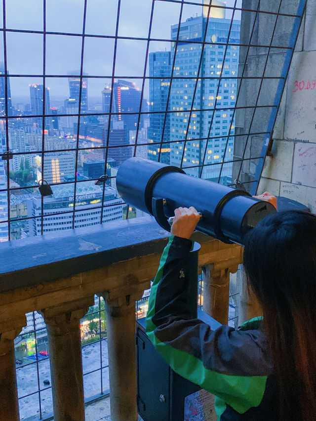 Through the Storm: A Windy Evening Above Warsaw's Cityscape