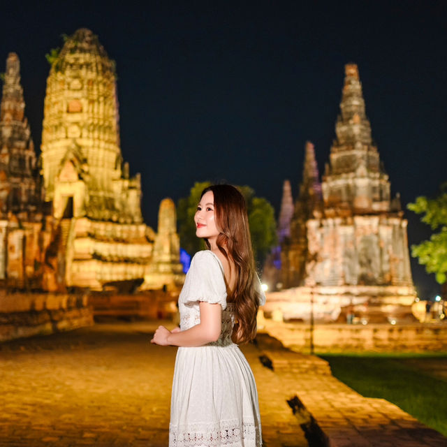 ✨ไปเที่ยว ถ่ายรูป ชมความงามวัดยามค่ำคืนที่อยุธยา