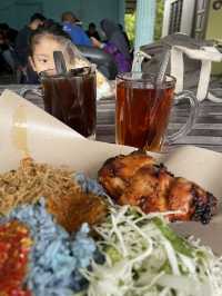 Famous spicy blue rice in Kuala Lipis