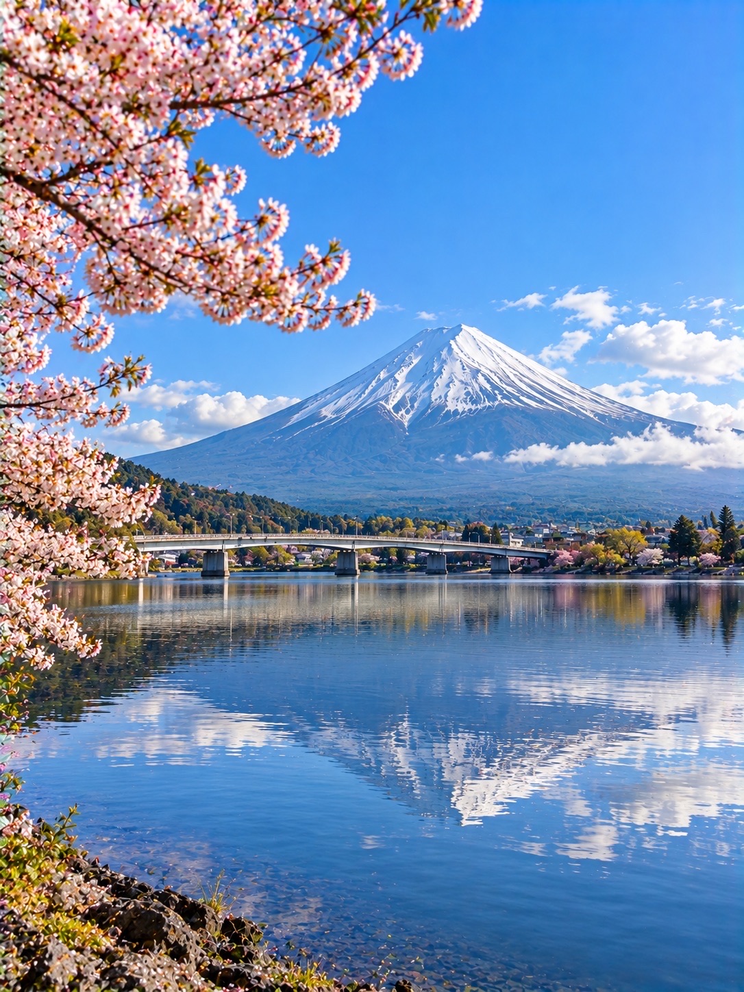 🗻🌸 Jembatan Pemandangan Gunung Fuji di Jepang 🇯🇵 menawarkan pemandangan seindah lukisan.