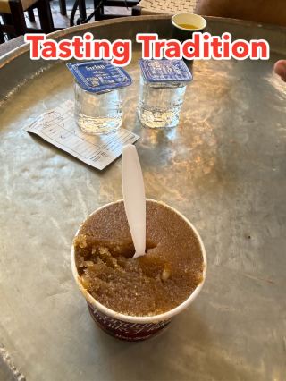 Tasting Warm Warm Semolina Halva with Ice Cream at Hacı Şerif Merkez