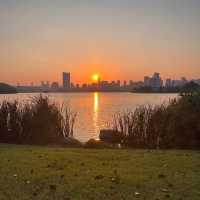 長沙西湖公園的日落。