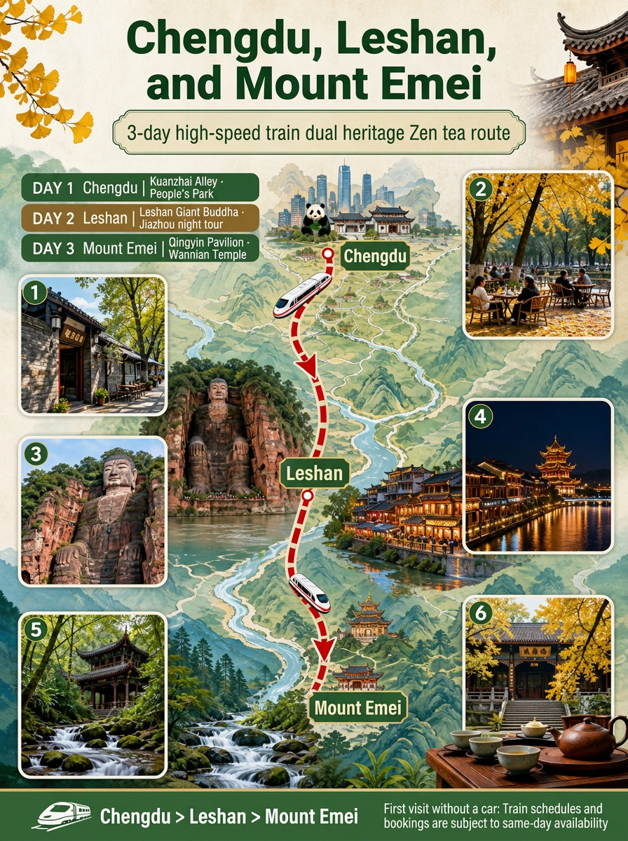 เฉิงตู เล่อชาน ง้อไบ๊ | ทริป 3 วันด้วยรถไฟความเร็วสูง เส้นทางมรดกโลกและวิถีเซนจิบชา 🚄